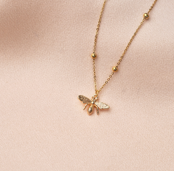 Bee Pendant Necklace with Ball Chain